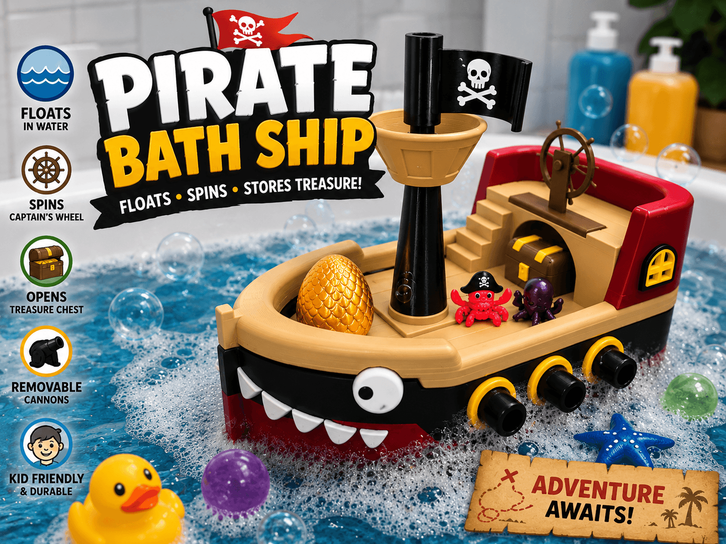 Pirate Bath Ship - Floating MakerWorld project cover